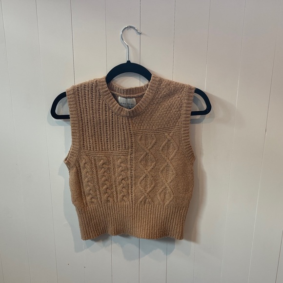 Pink Rose Tan Sleeveless Knit Sweater - Picture 1 of 3